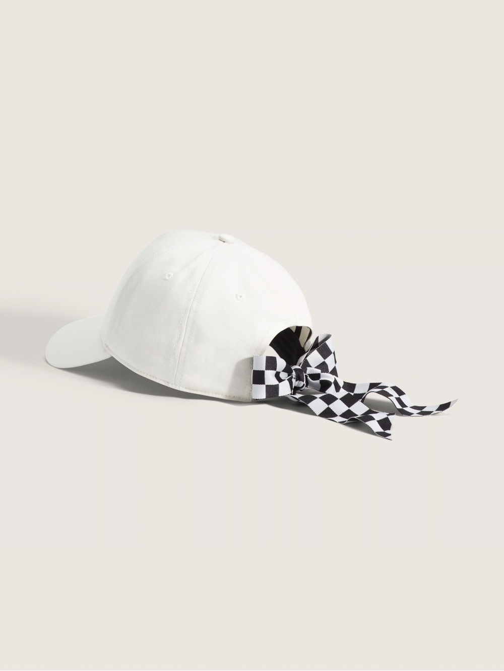 Vans White womens Baseball Cap with Black & White Checker Ribbon OS